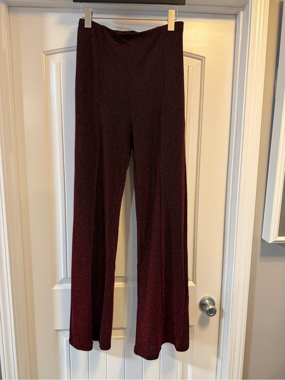 DAVI & DANI Burgundy Sparkle Wide-Leg Pants